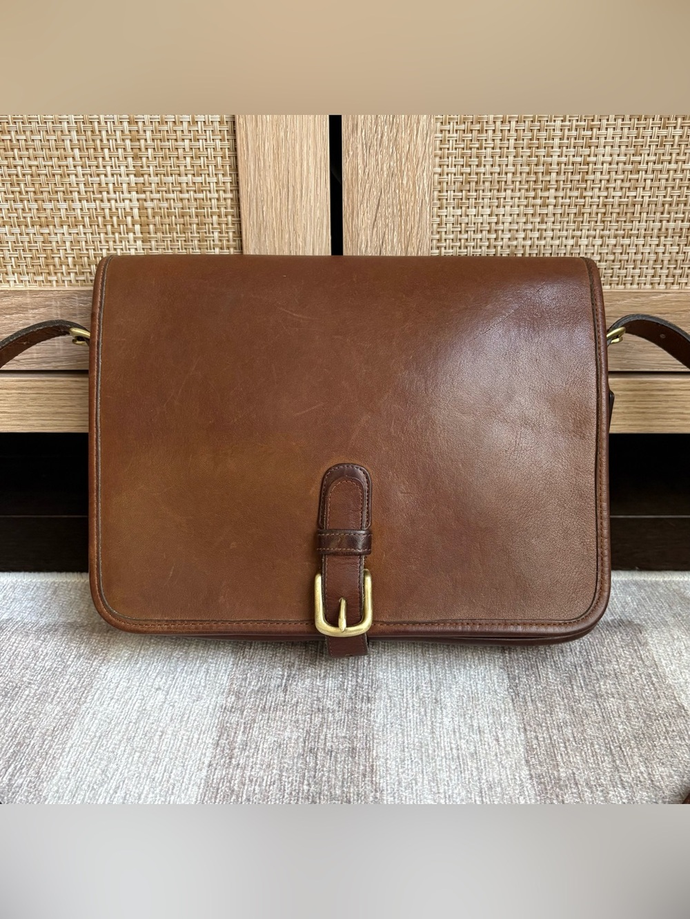 COACH Vintage NYC Pre-1994 Large Saddle Pouch Tabac Crossbody Shoulder Bag 9585